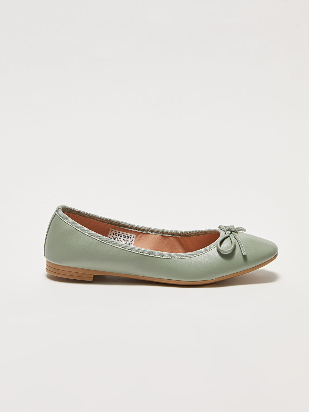 Leather Look Women's Flats With Bow-1