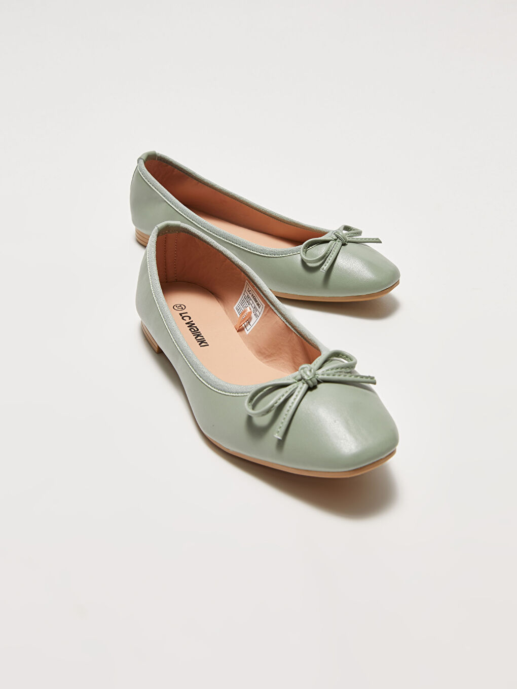 Leather Look Women's Flats With Bow-2