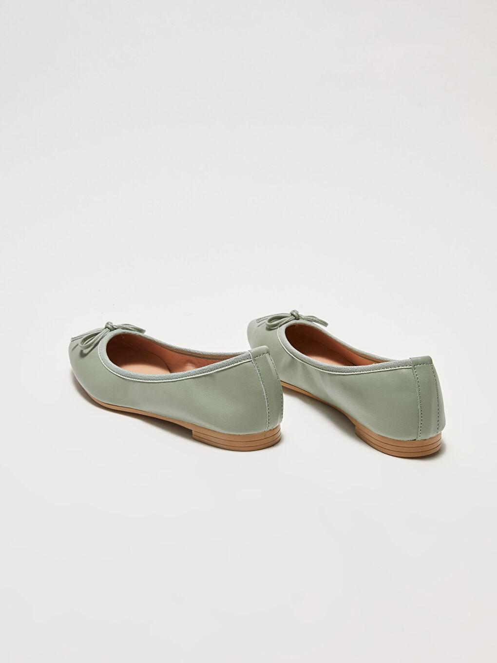 Leather Look Women's Flats With Bow-3