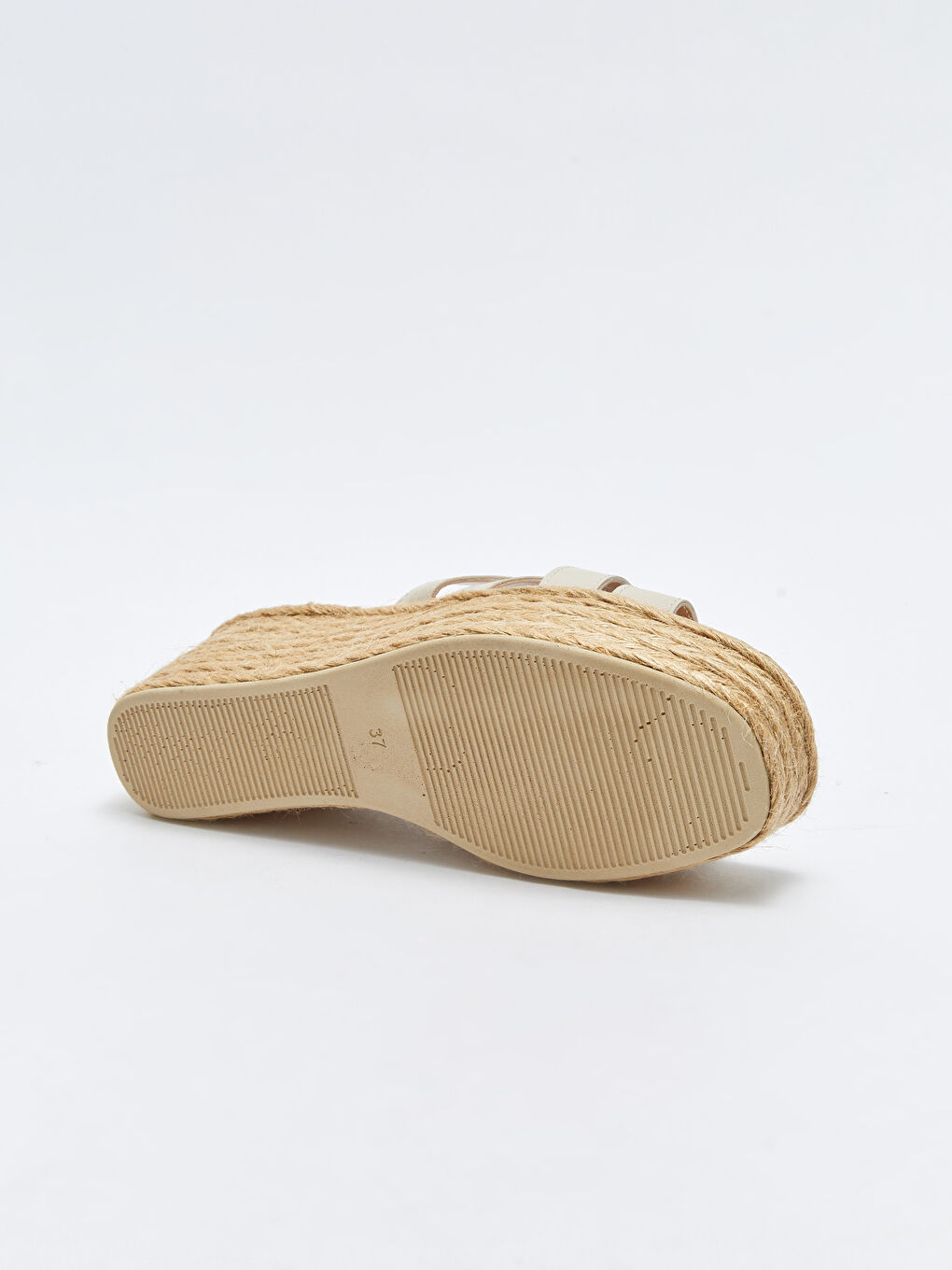 Bej Çapraz Bantlı Topuklu Kadın Terlik-3