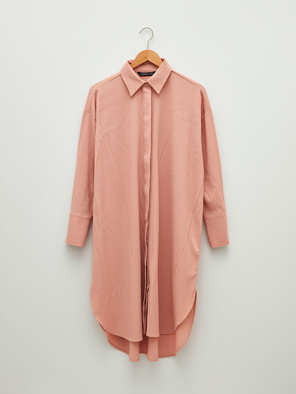 LCW Modest Plain Long Sleeve Oversize Women's Shirt Tunic -S2CV82Z8-RWE