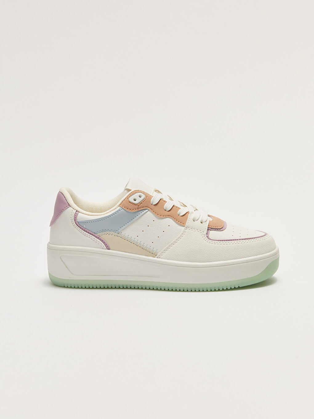 Karışık Renk Bloklu Bağcıklı Kadın Spor Ayakkabı-4