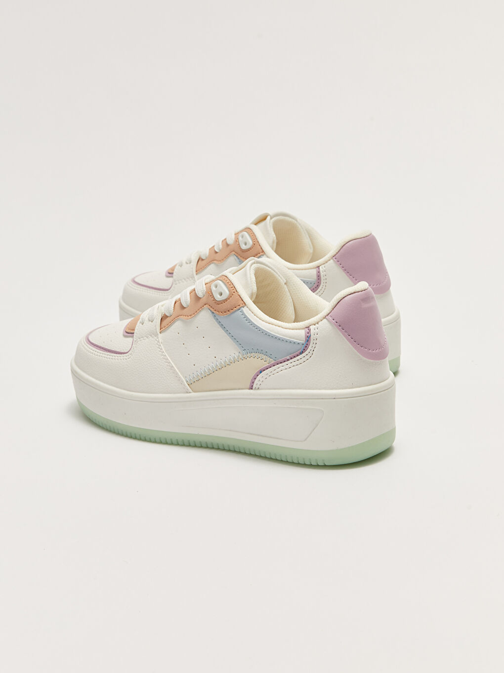 Karışık Renk Bloklu Bağcıklı Kadın Spor Ayakkabı-7