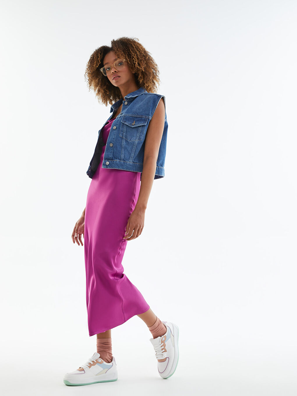 Karışık Renk Bloklu Bağcıklı Kadın Spor Ayakkabı-1