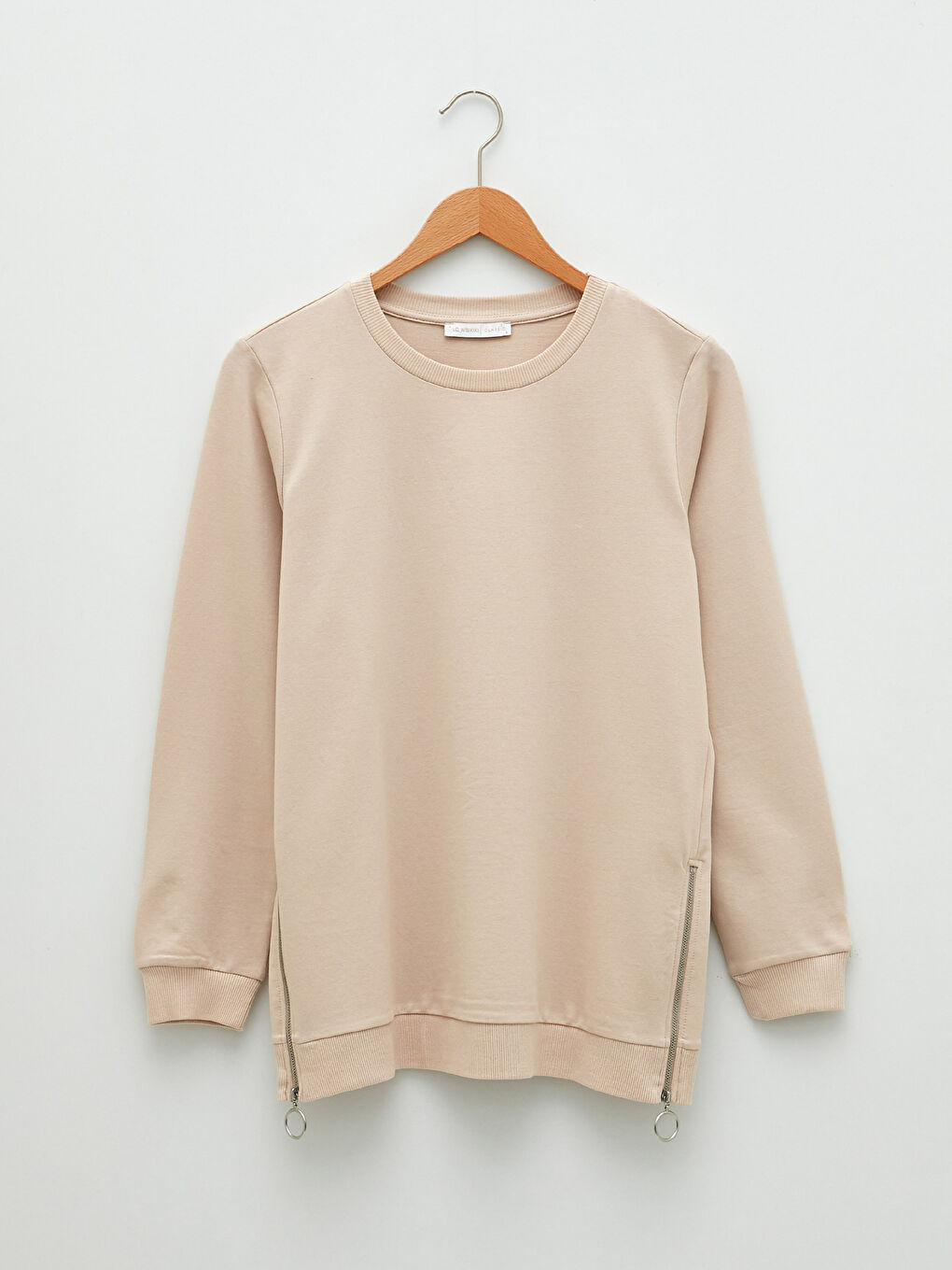 Gri Bisiklet Yaka Oversize Kadın Sweatshirt-9