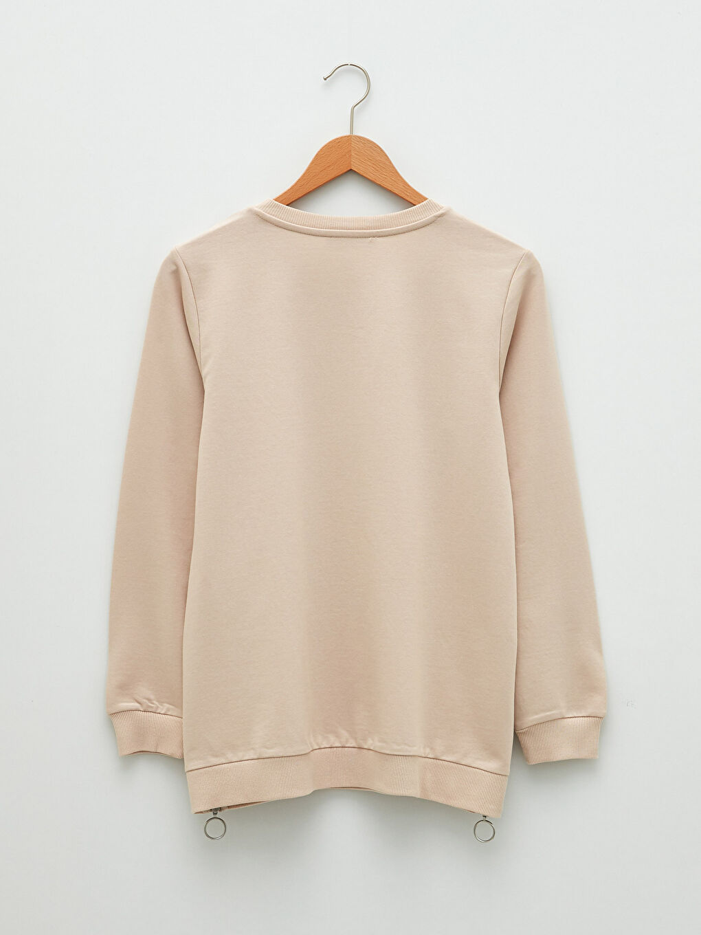 Gri Bisiklet Yaka Oversize Kadın Sweatshirt-10