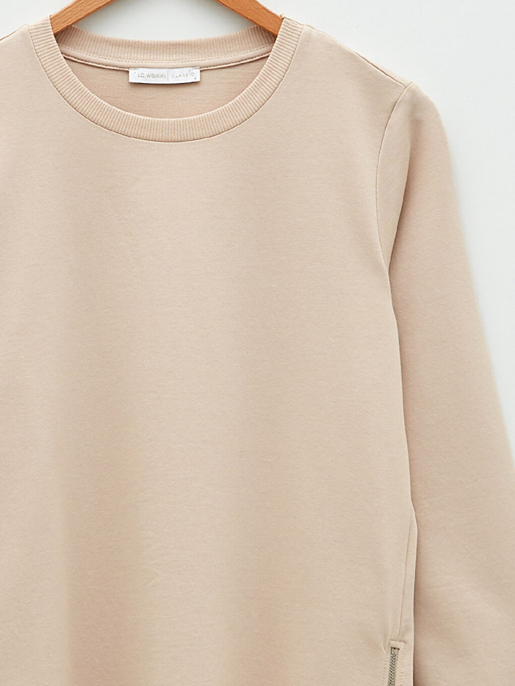 Gri Bisiklet Yaka Oversize Kadın Sweatshirt-11