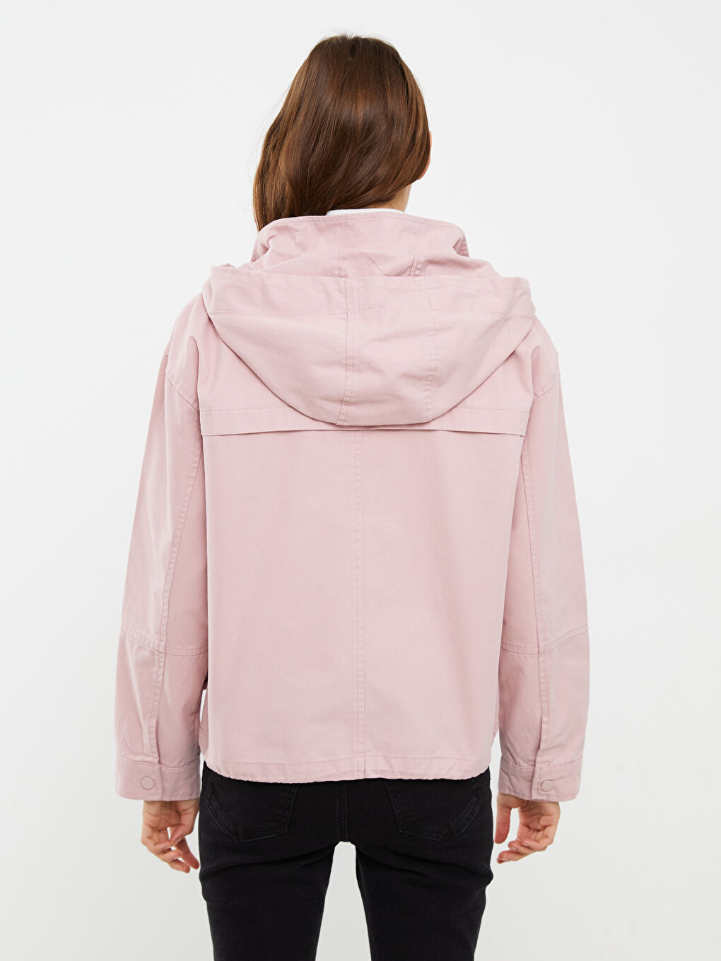 Manteau Oversize Femme À Capuche Uni Manches Longues-5