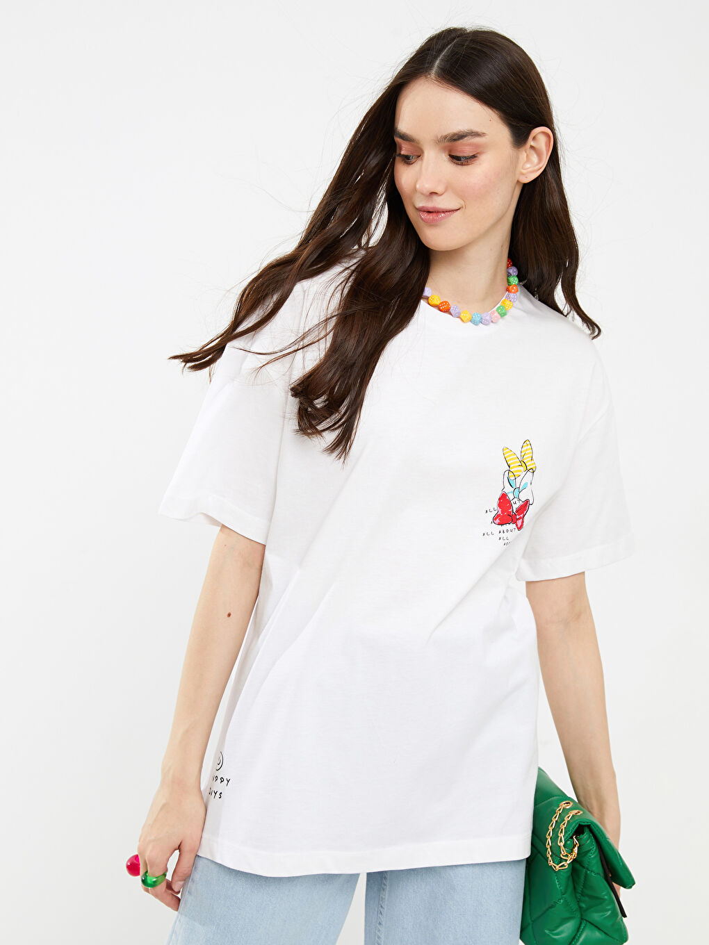 XSIDE Crew Neck Minnie Mouse Printed Short Sleeve Cotton Women's T-shirt -S2CV99Z8-KE8