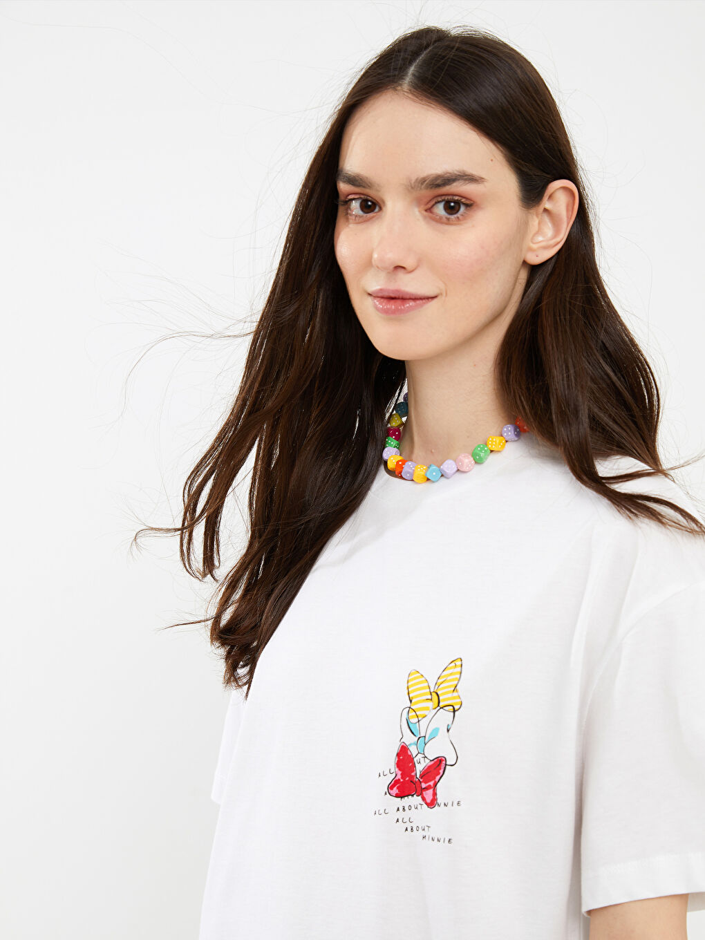 XSIDE Crew Neck Minnie Mouse Printed Short Sleeve Cotton Women's T-shirt -S2CV99Z8-KE8