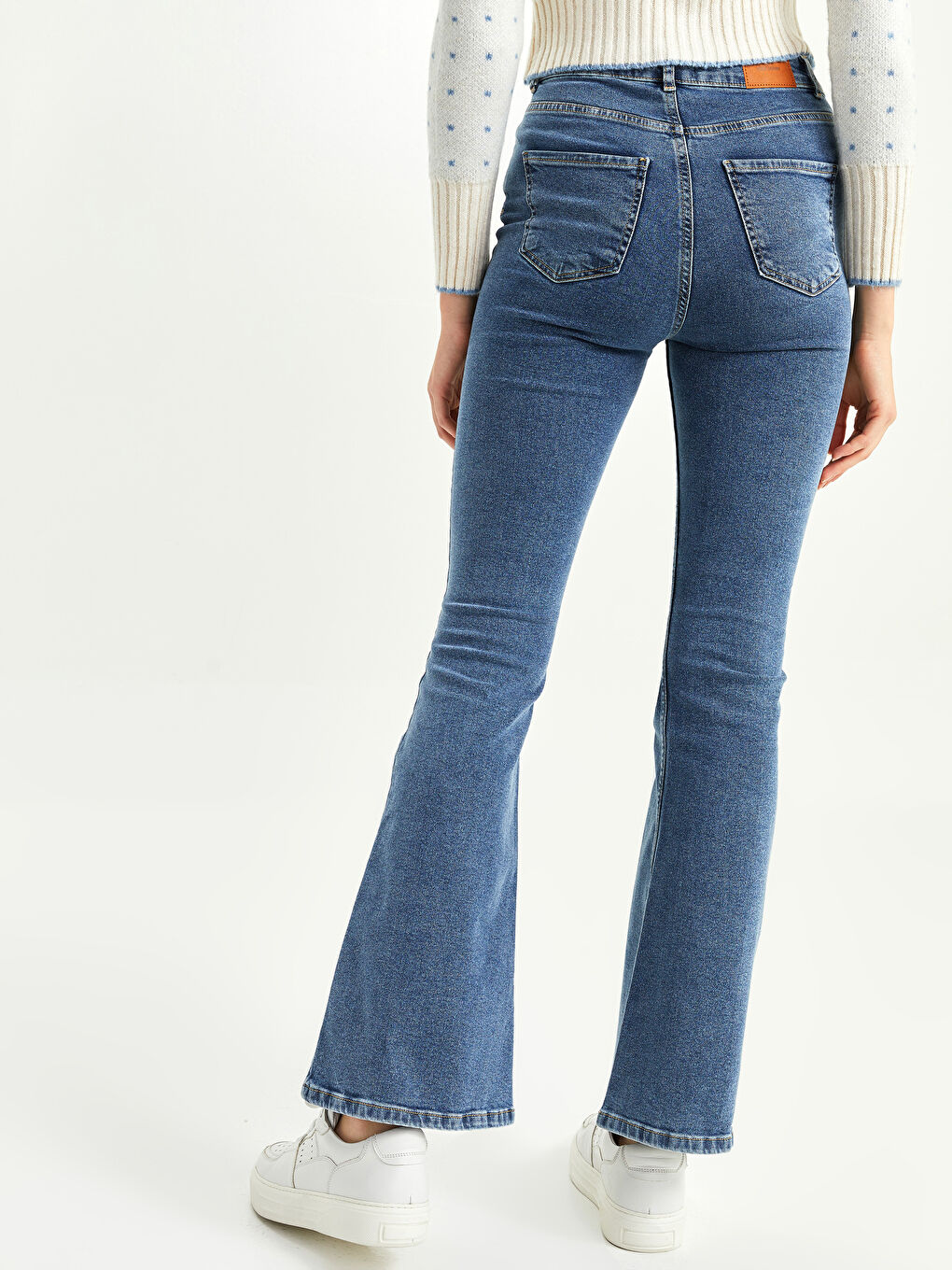 Mavi Yüksek Bel Mars Flare Kadın Jean Pantolon-4