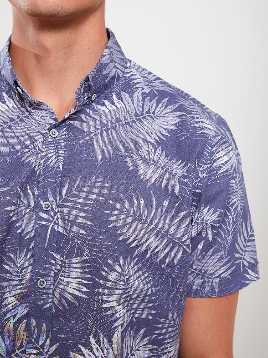 İndigo Slim Fit Kısa Kollu Desenli Poplin Erkek Gömlek-3