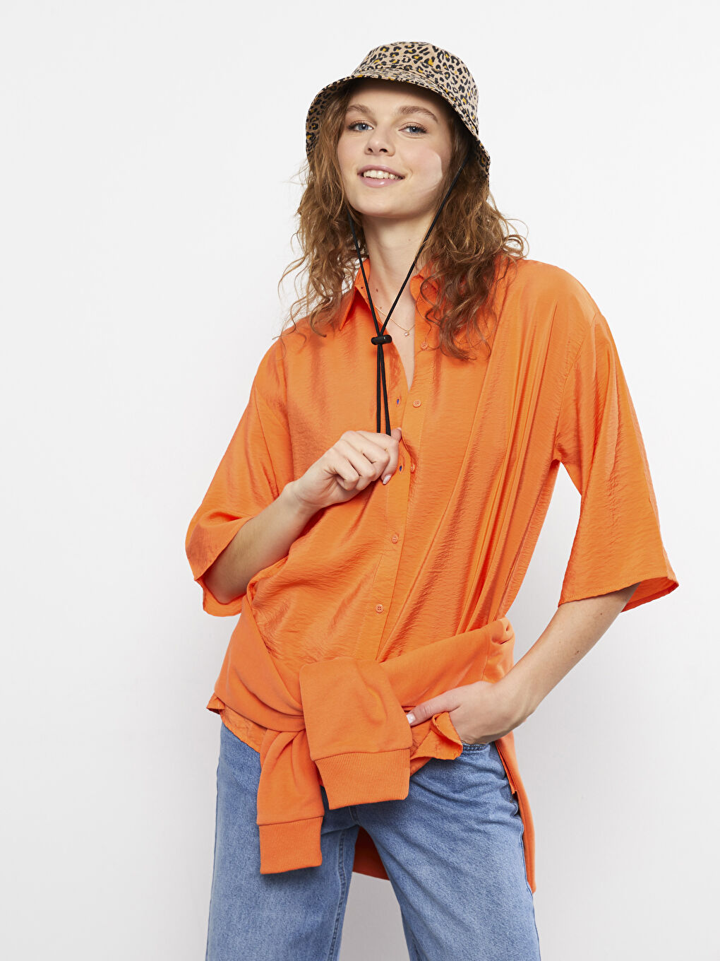 Cămașă Simplă pentru Femei cu Închidere cu Nasturi în Față-2