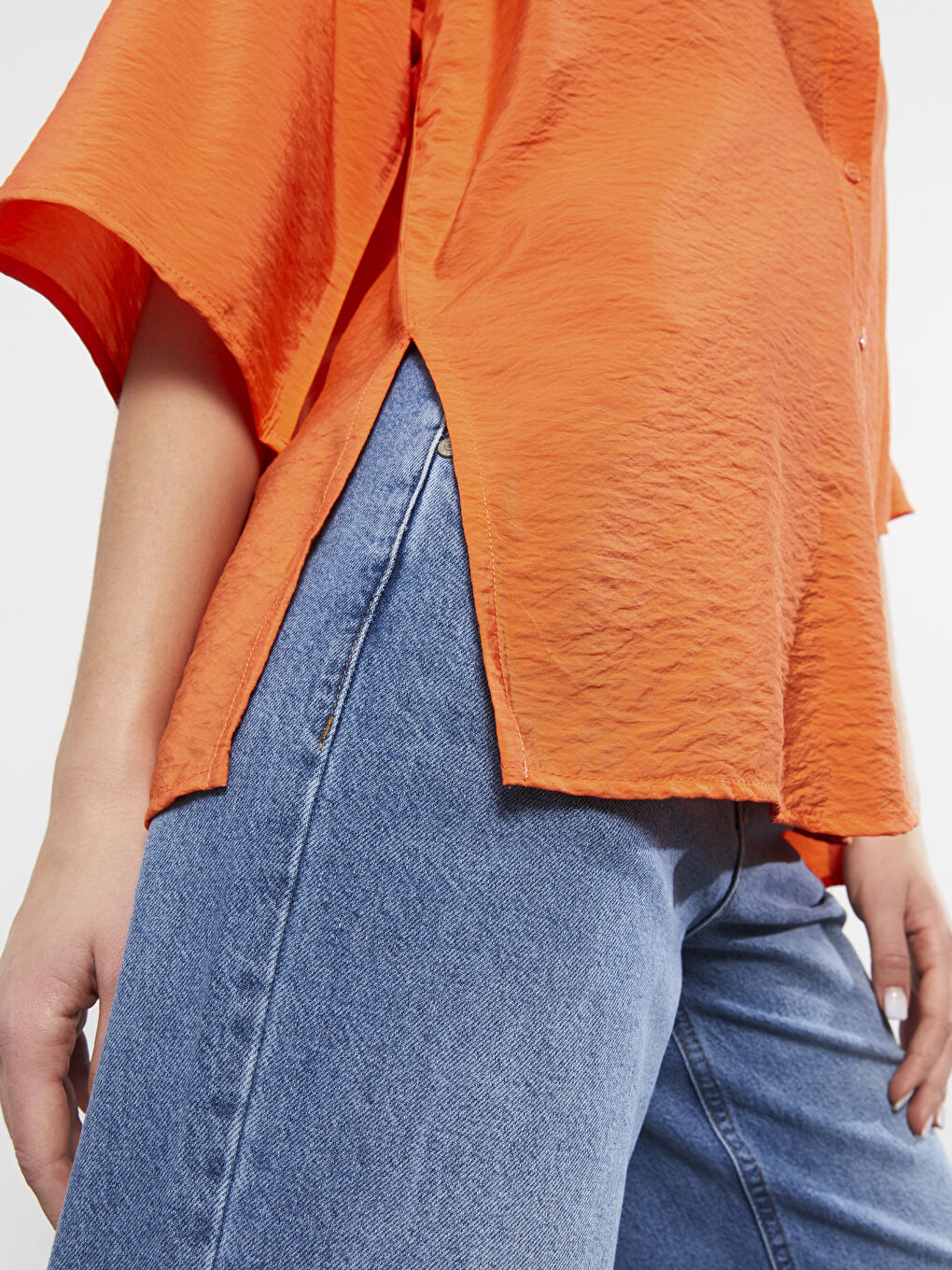 Cămașă Simplă pentru Femei cu Închidere cu Nasturi în Față-4