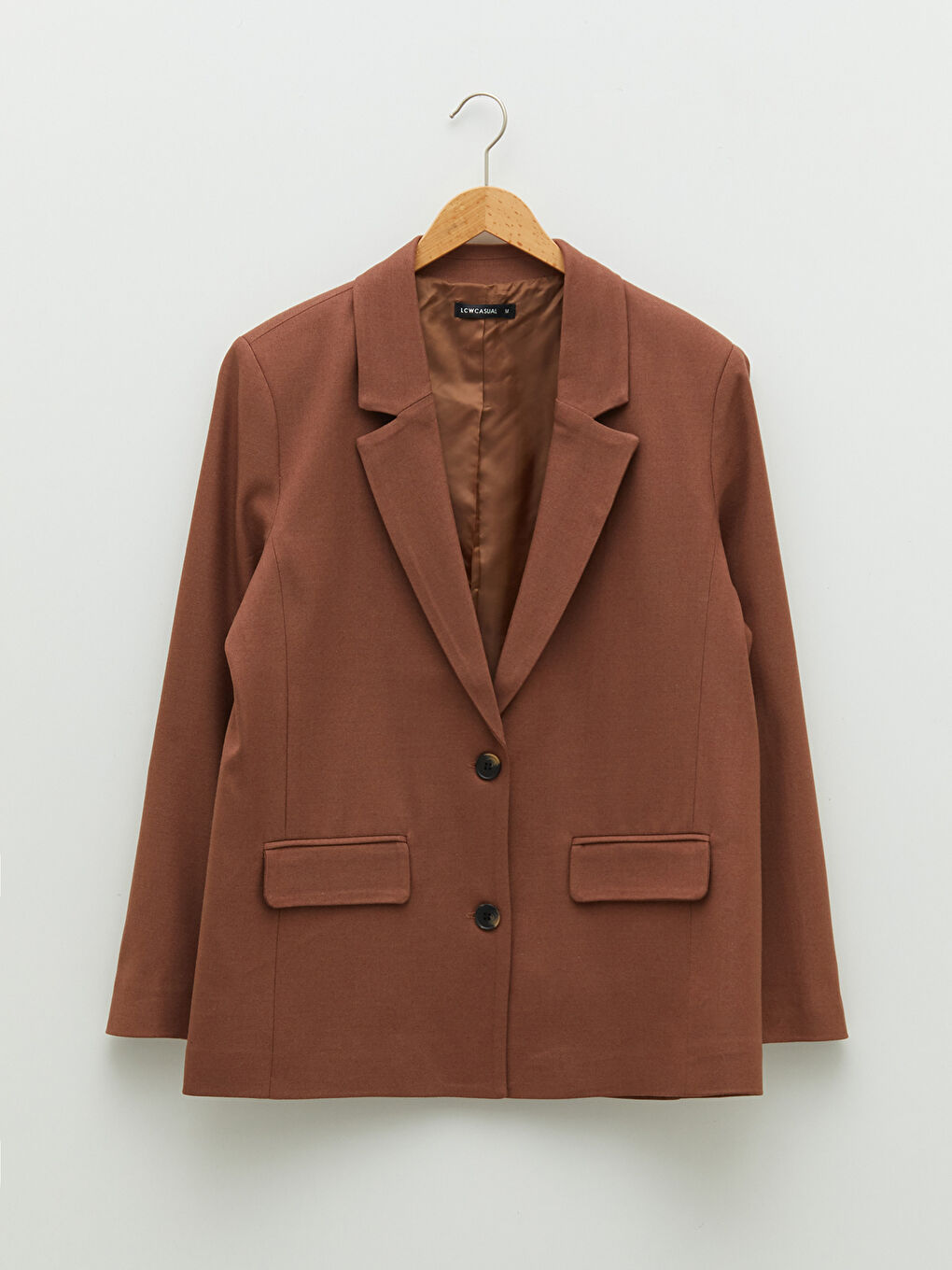 جاكيت للسيدات بأزرار كم طويل قماش جبردين عادي-5