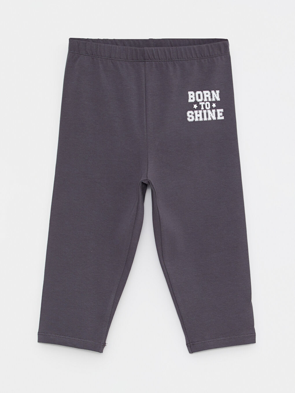 LCW Kids Gri Beli Lastikli Baskılı Pamuklu Kız Çocuk Tayt