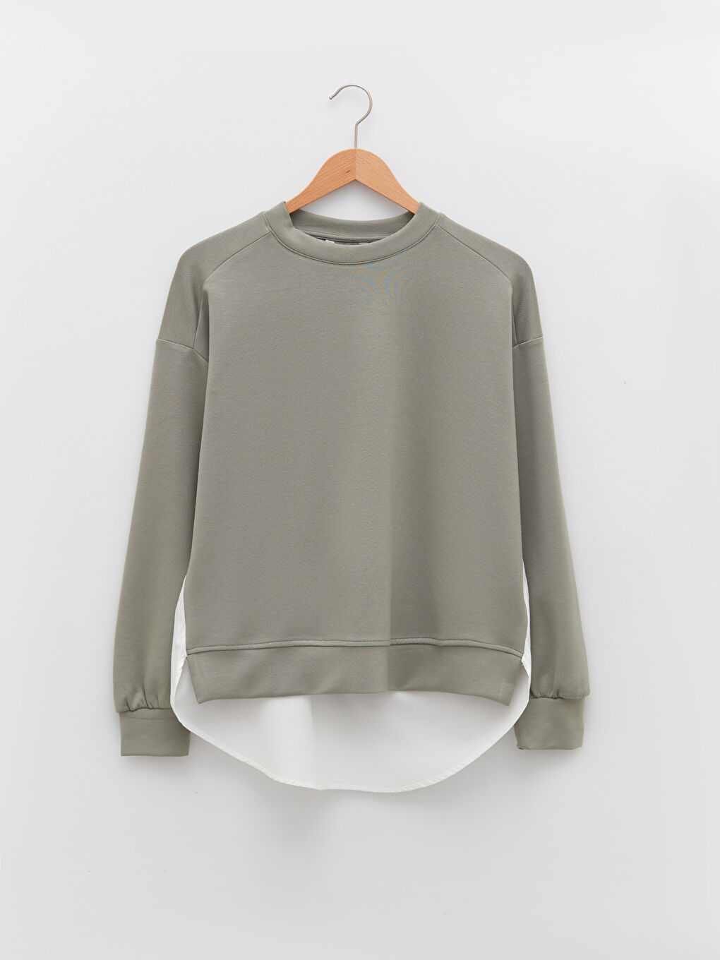 Haki Bisiklet Yaka Oversize Kadın Sweatshirt-5