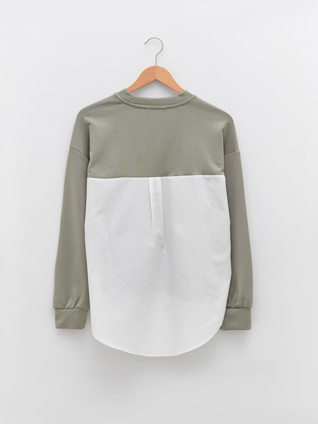 Haki Bisiklet Yaka Oversize Kadın Sweatshirt-6