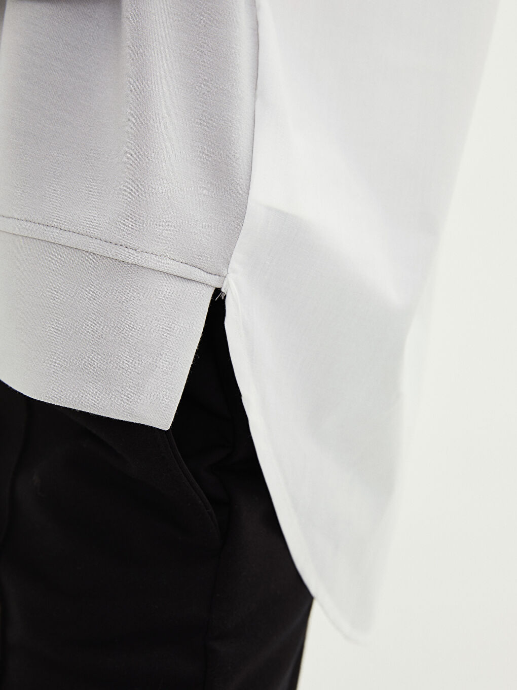 Gri Bisiklet Yaka Oversize Kadın Sweatshirt-3