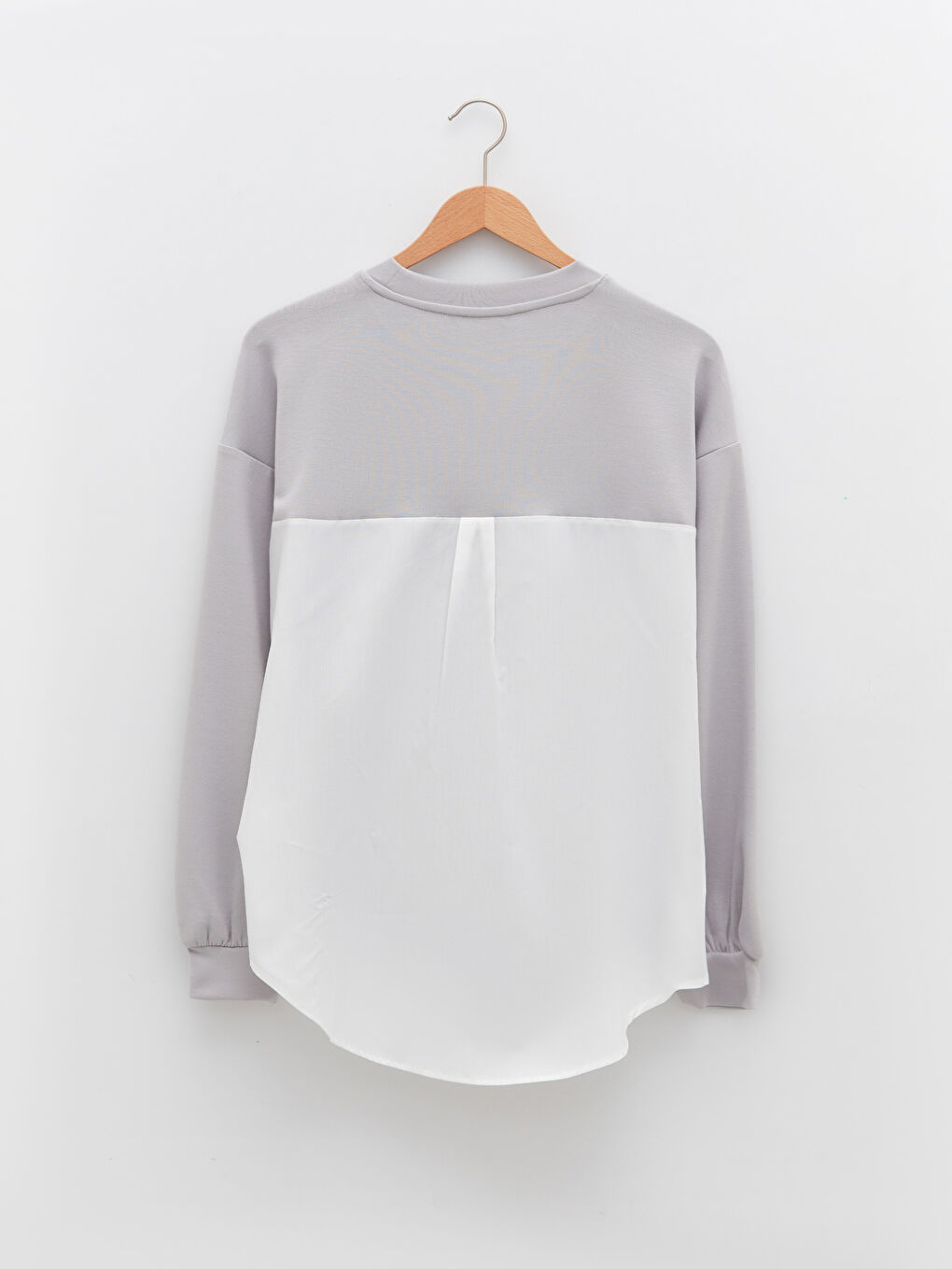 Gri Bisiklet Yaka Oversize Kadın Sweatshirt-6