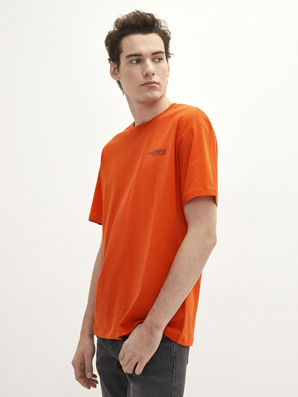 Crew Neck Short Sleeve Printed Combed Cotton Men's T-shirt-1