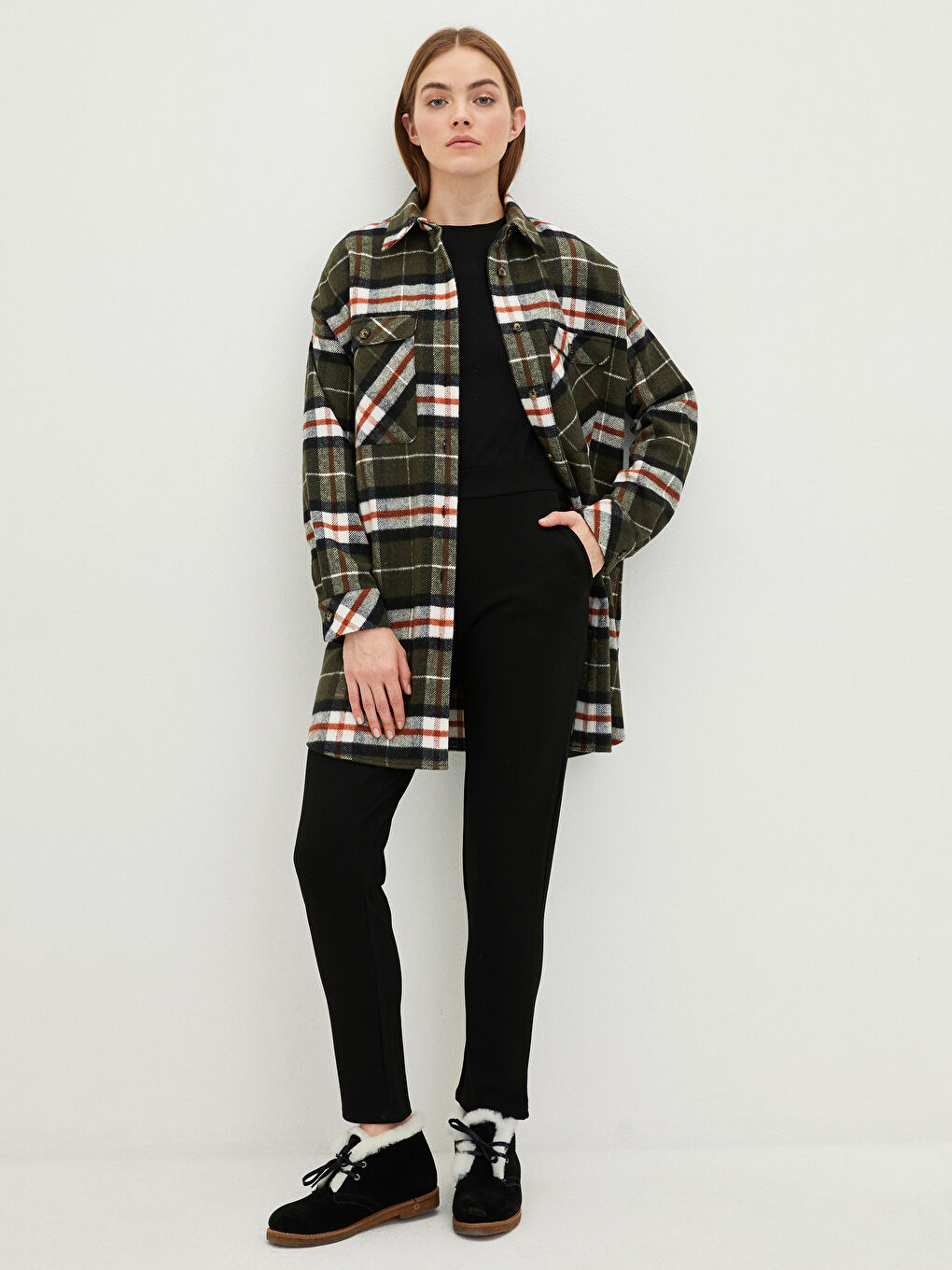 Siyah Kadın Beli Lastikli Düz Tayt