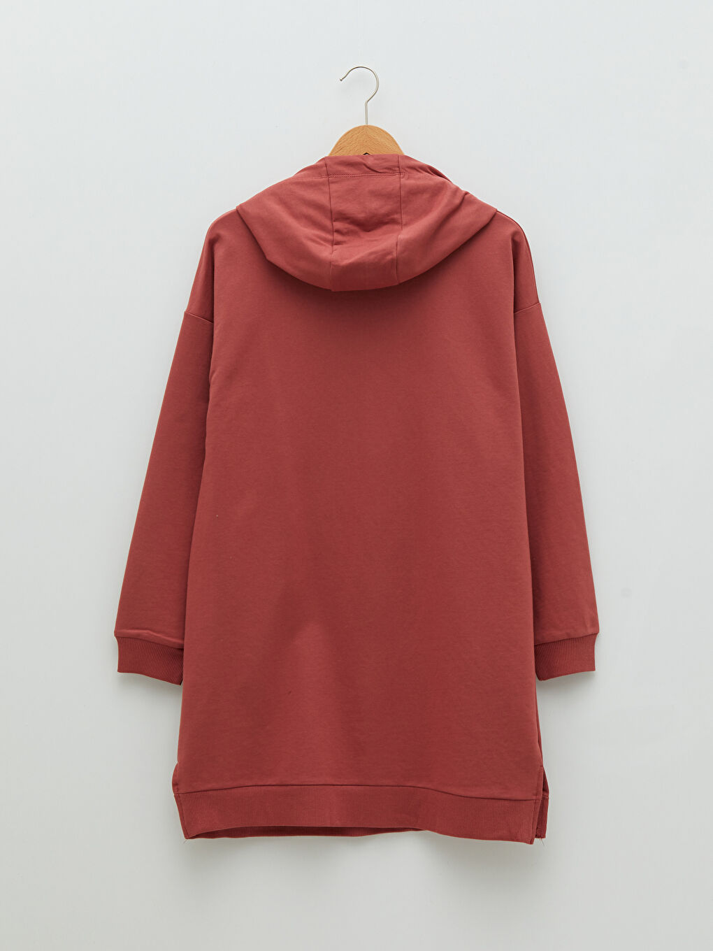 Hooded Plain Long Sleeve Oversize Women's Sweatshirt Tunic-6