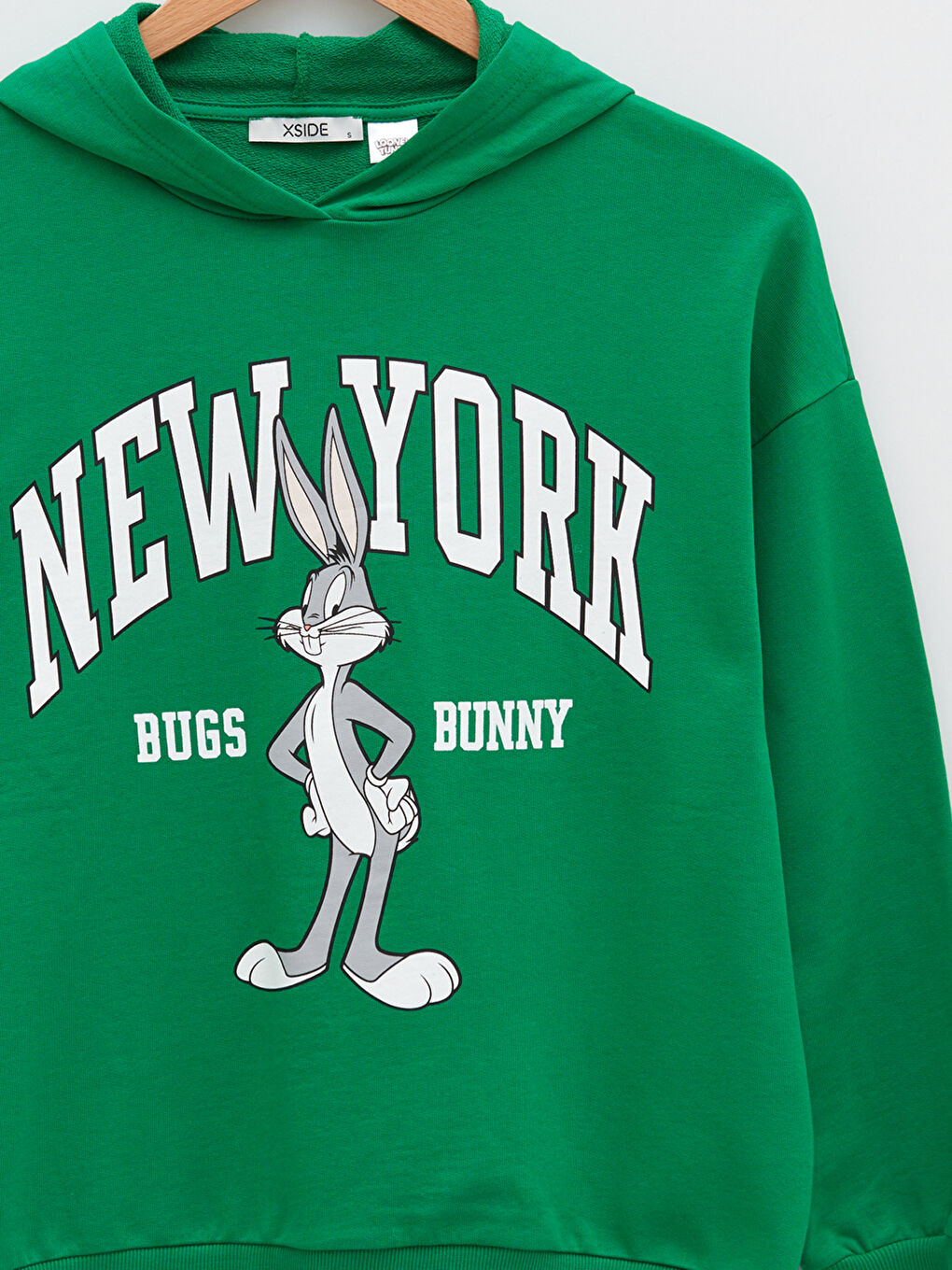 XSIDE Yeşil Kapüşonlu Bugs Bunny Baskılı Uzun Kollu Kadın Sweatshirt - 7