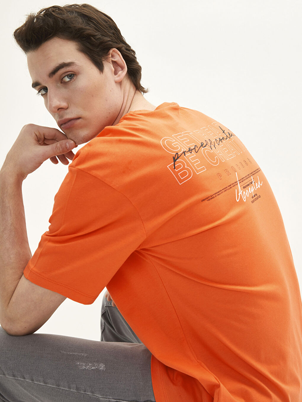 Crew Neck Short Sleeve Printed Combed Cotton Men's T-shirt