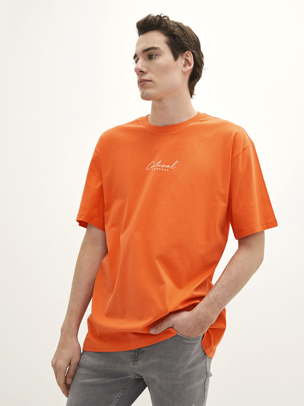 Crew Neck Short Sleeve Printed Combed Cotton Men's T-shirt-1