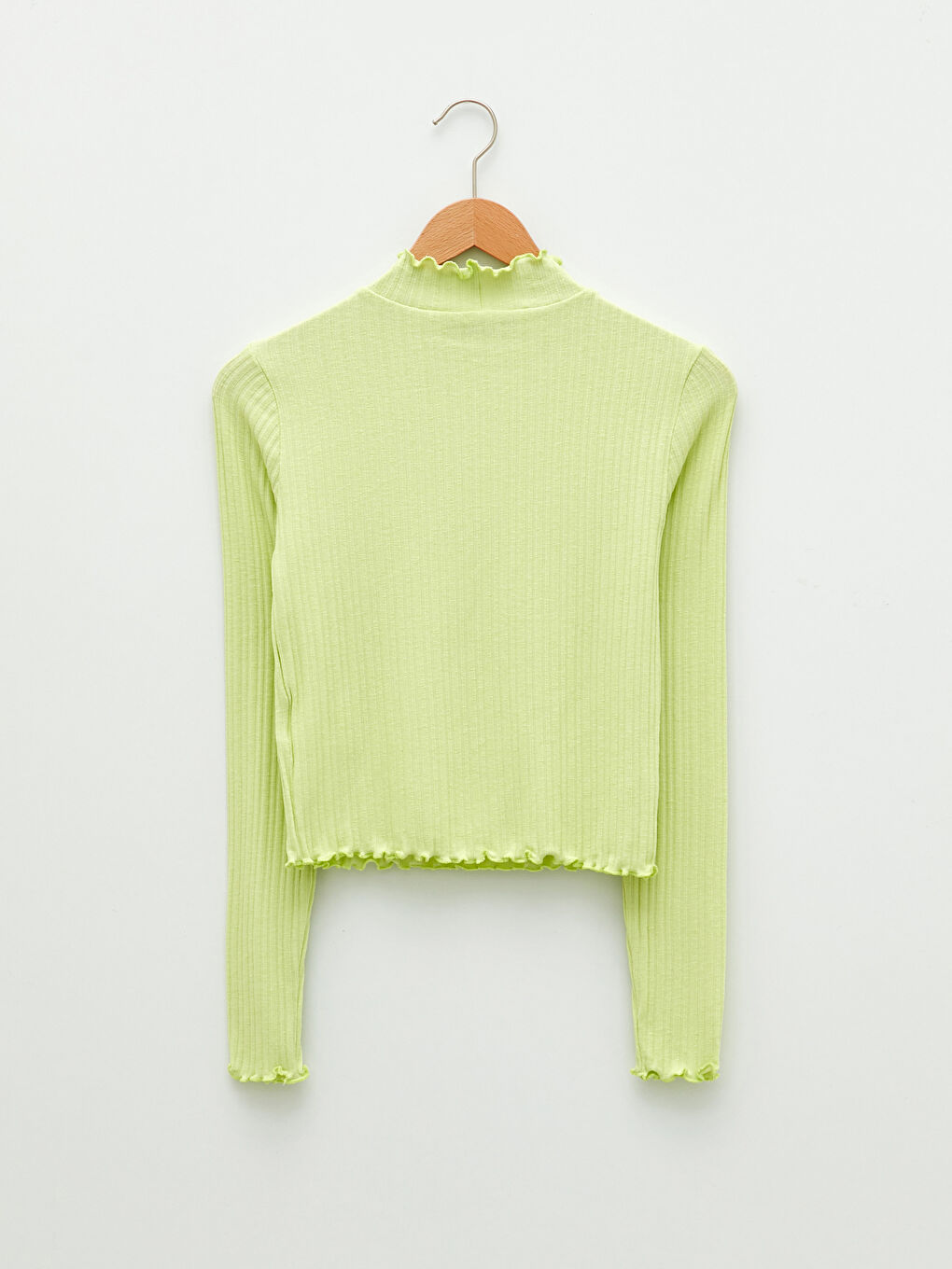 Frilly Stand Up Collar Straight Long Sleeve Women's Sweater-7