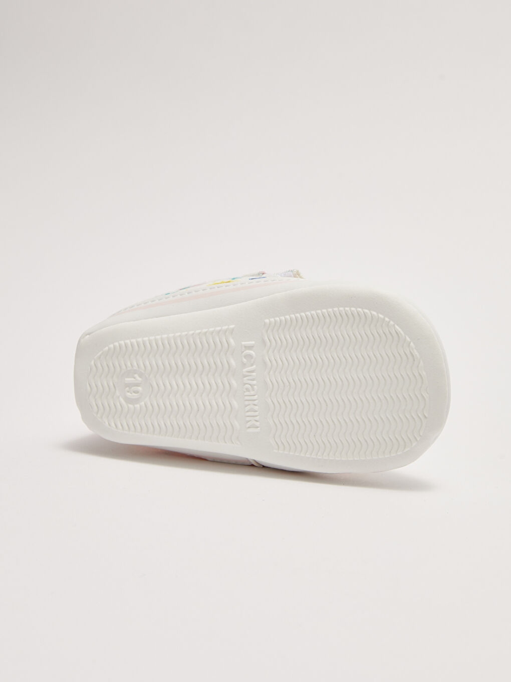 Beyaz Baskılı Cırt Cırtlı Kız Bebek Yürüme Öncesi Ev Ayakkabısı-2