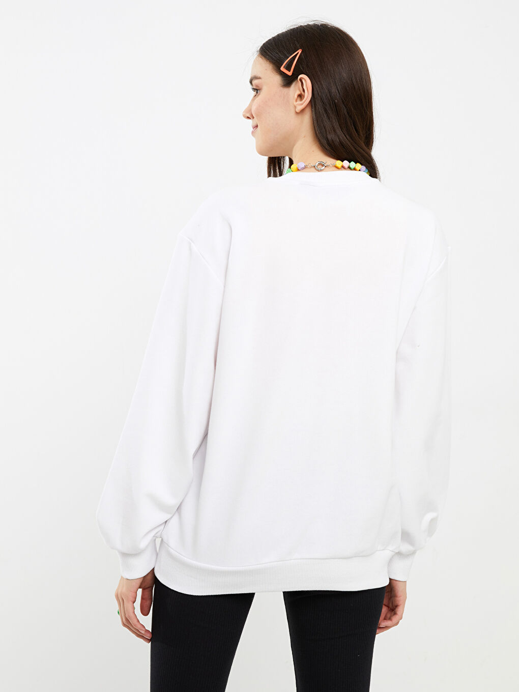 Sweat-shirt à col rond imprimé Mickey Mouse à manches longues pour Femmes-4