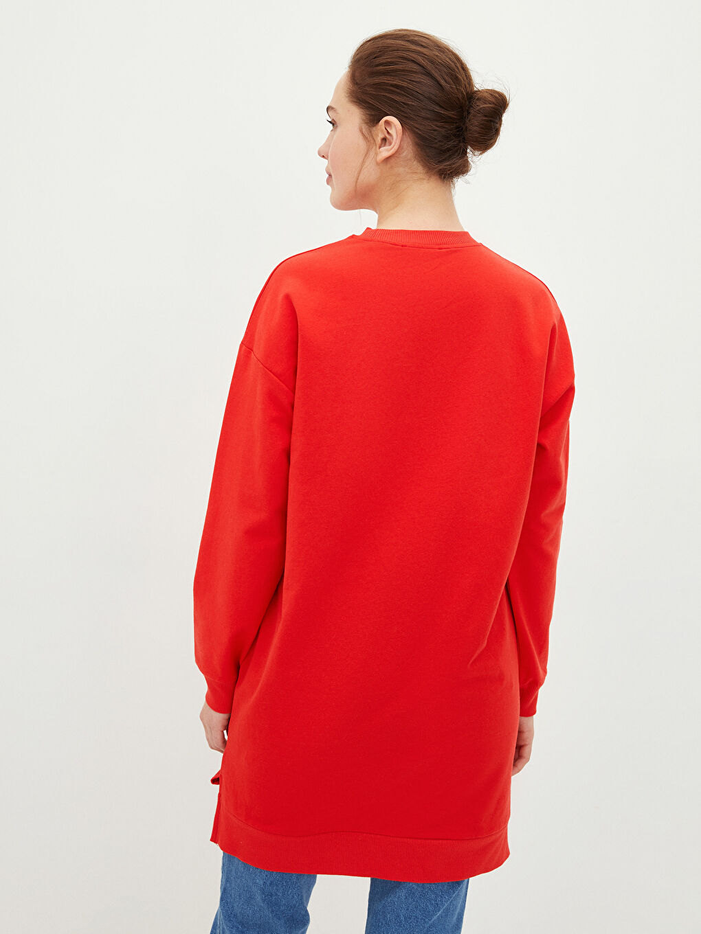 Crew Neck Mickey Mouse Printed Long Sleeve Oversize Women's Sweatshirt Tunic-4