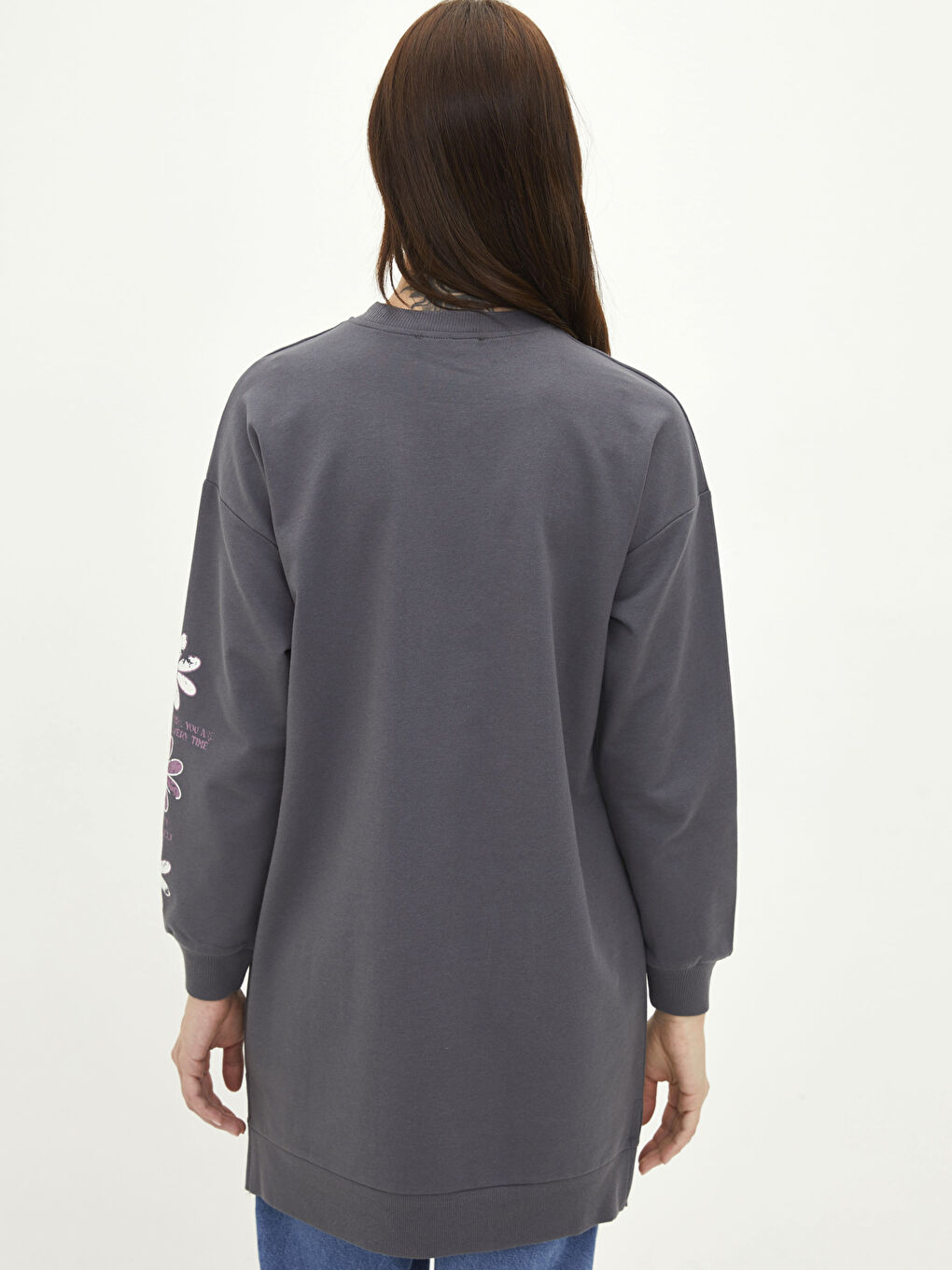 Crew Neck Printed Long Sleeve Oversize Women's Sweatshirt Tunic-4