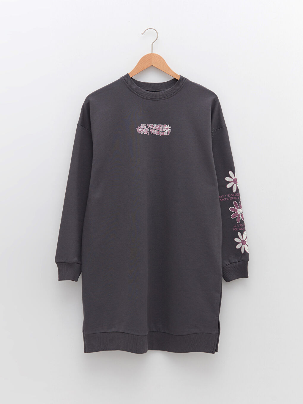 Crew Neck Printed Long Sleeve Oversize Women's Sweatshirt Tunic-5