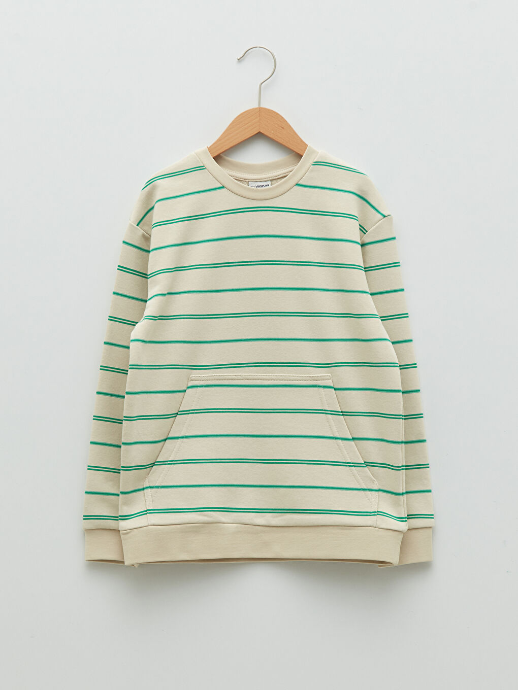 Yeşil Bisiklet Yaka Çizgili Uzun Kollu Erkek Çocuk Sweatshirt