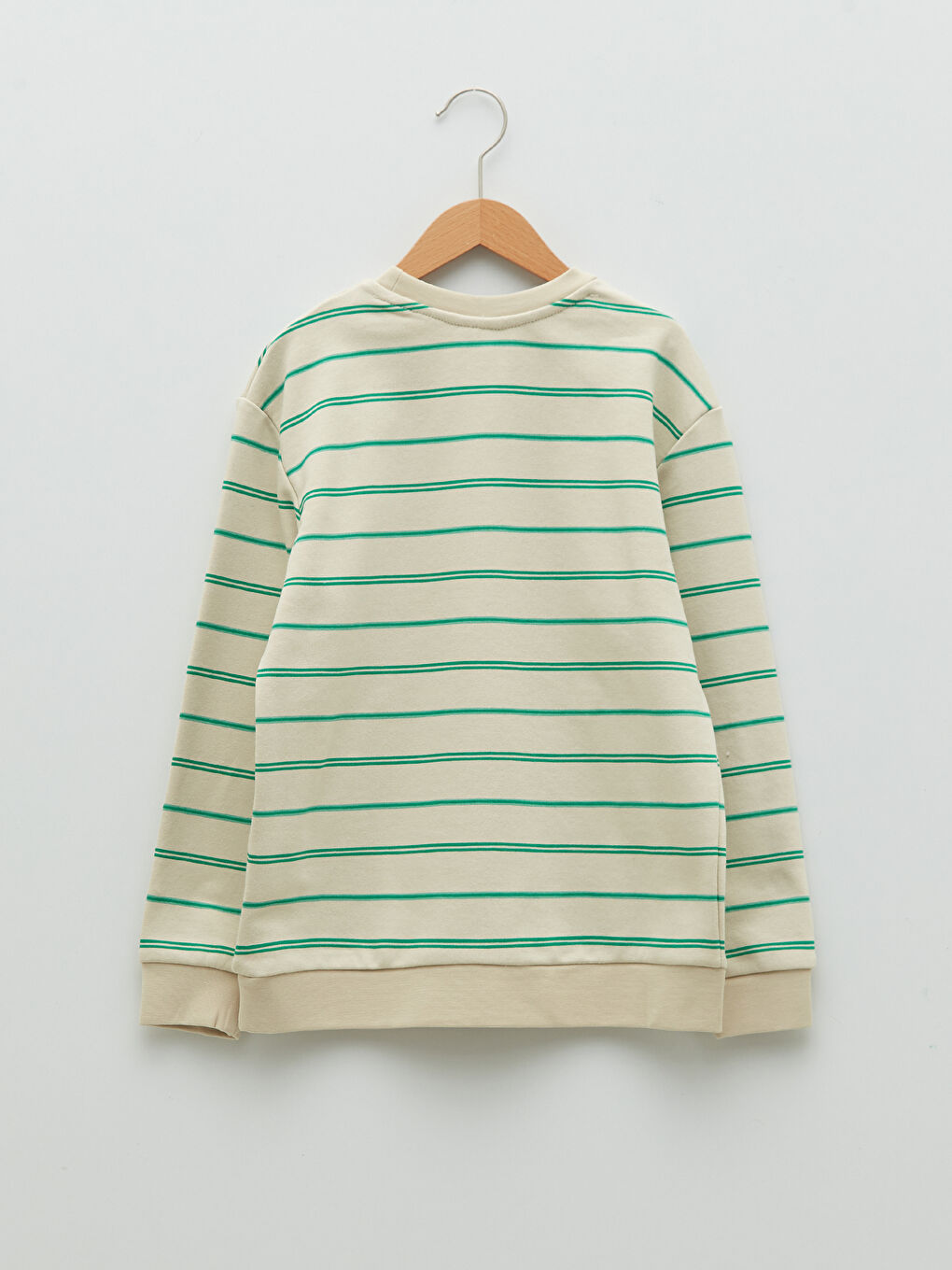 Yeşil Bisiklet Yaka Çizgili Uzun Kollu Erkek Çocuk Sweatshirt-1
