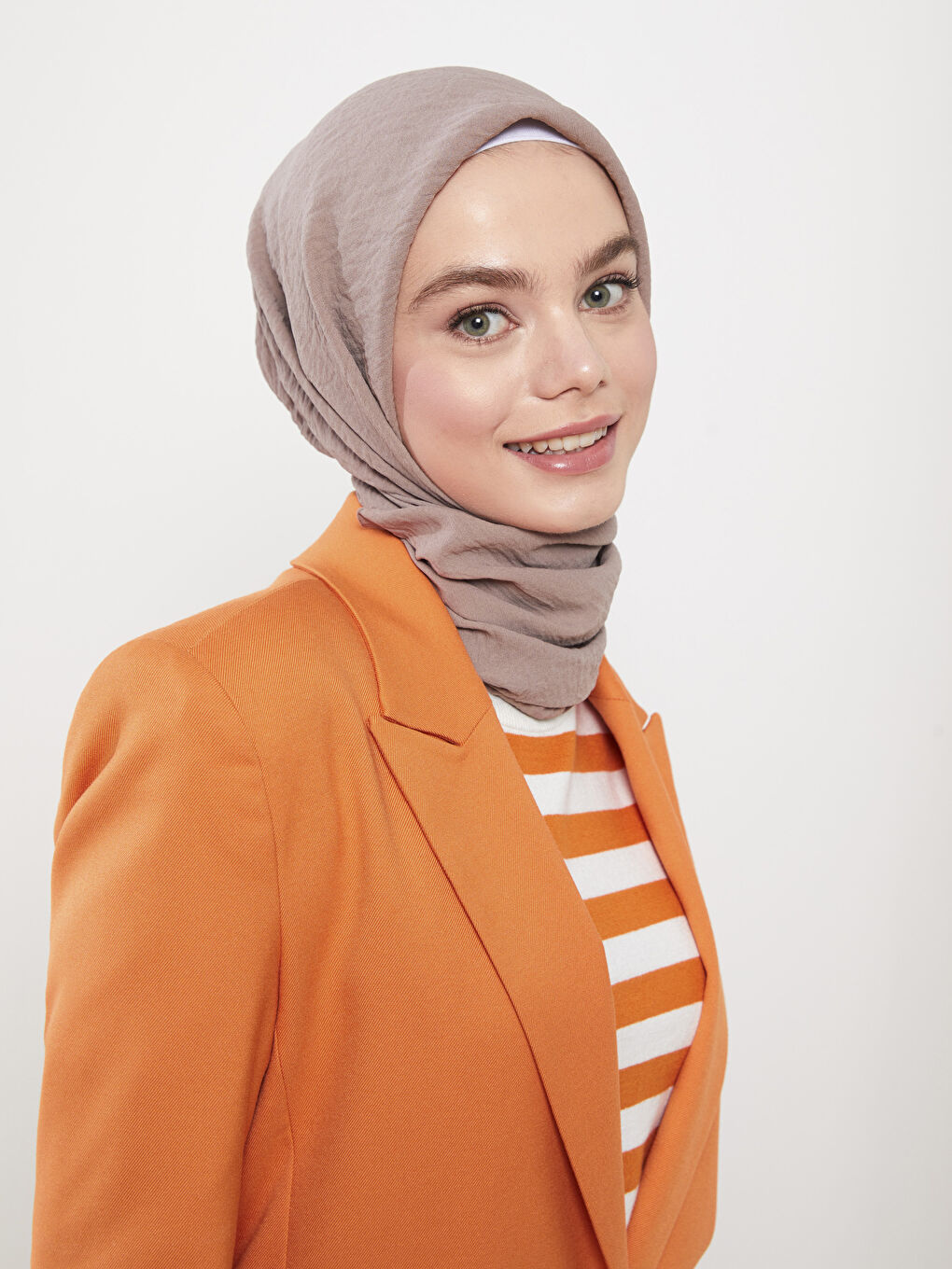 Kahverengi Kadın Düz  Şal-1