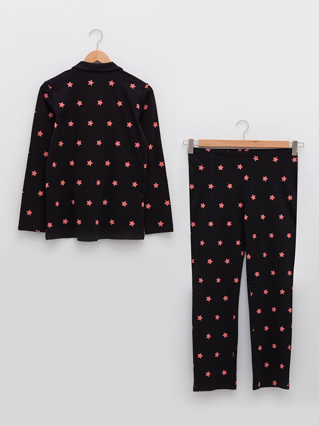 طقم بيجاما قطن كم طويل مطبوع برقبة قميص للسيدات-6