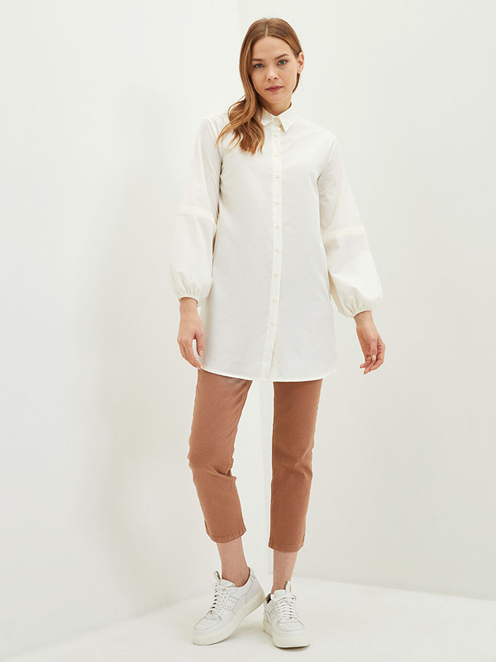 Kahverengi Slim Fit Düz Cep Detaylı Gabardin Kumaş Kadın Pantolon-1