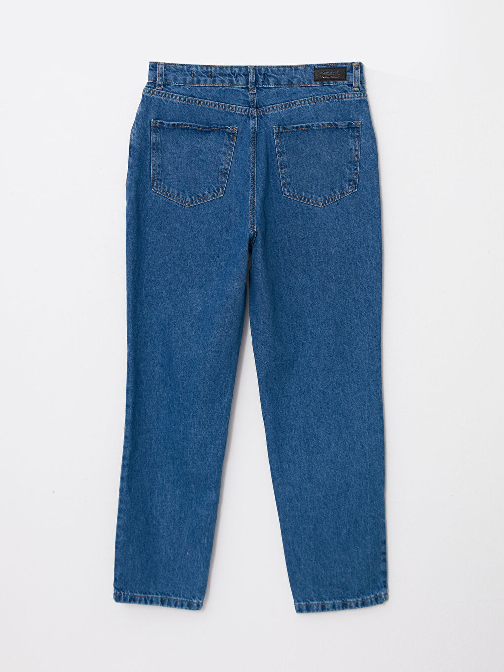 İndigo Yüksek Bel Straight Fit Düz Cep Detaylı Kadın Rodeo Jean Pantolon-6