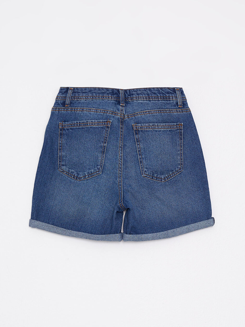 شورت جينز روديو بوسط عالي بقصة عادية وجيوب مستقيمة للسيدات-7