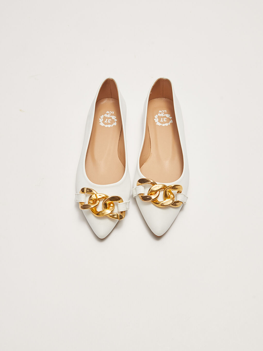 Beyaz Deri Görünümlü Kadın Babet-5