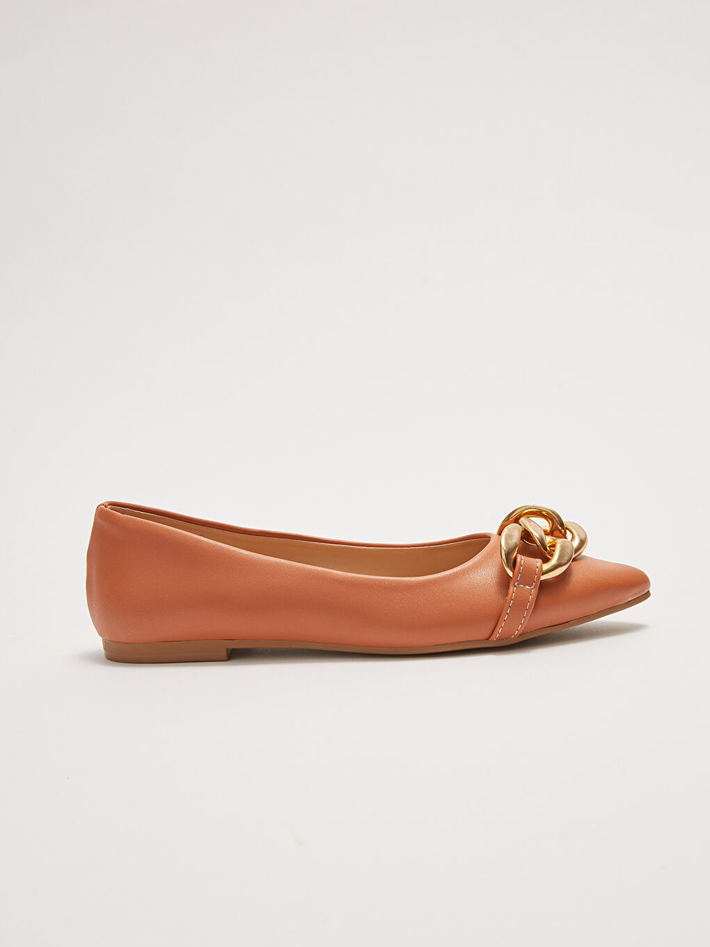 Kahverengi Deri Görünümlü Kadın Babet-1