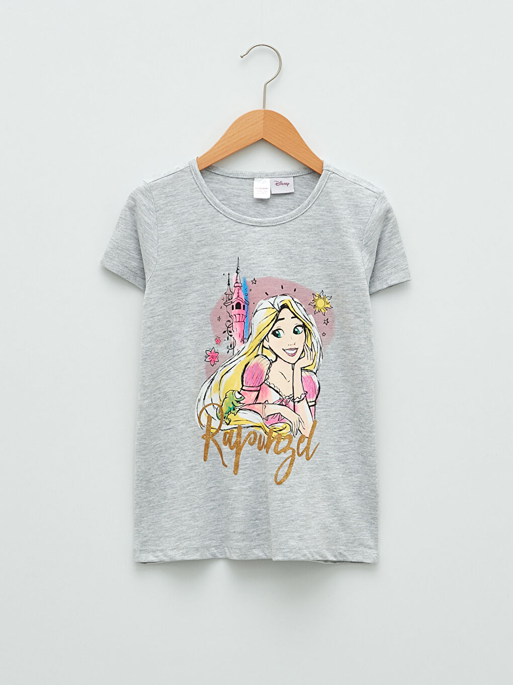 LCW Kids Crew Neck Rapunzel Printed Short Sleeve Girls Pajamas Set -S2DA90Z4-CT3