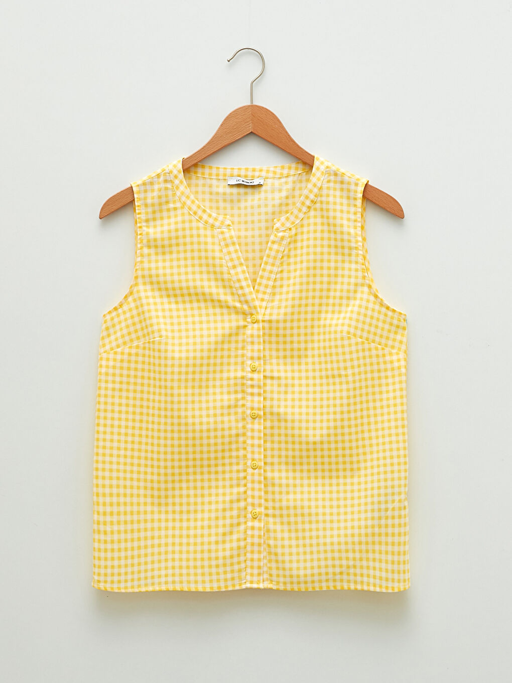 Women's Crew Neck Plaid Sleeveless Poplin Blouse-5