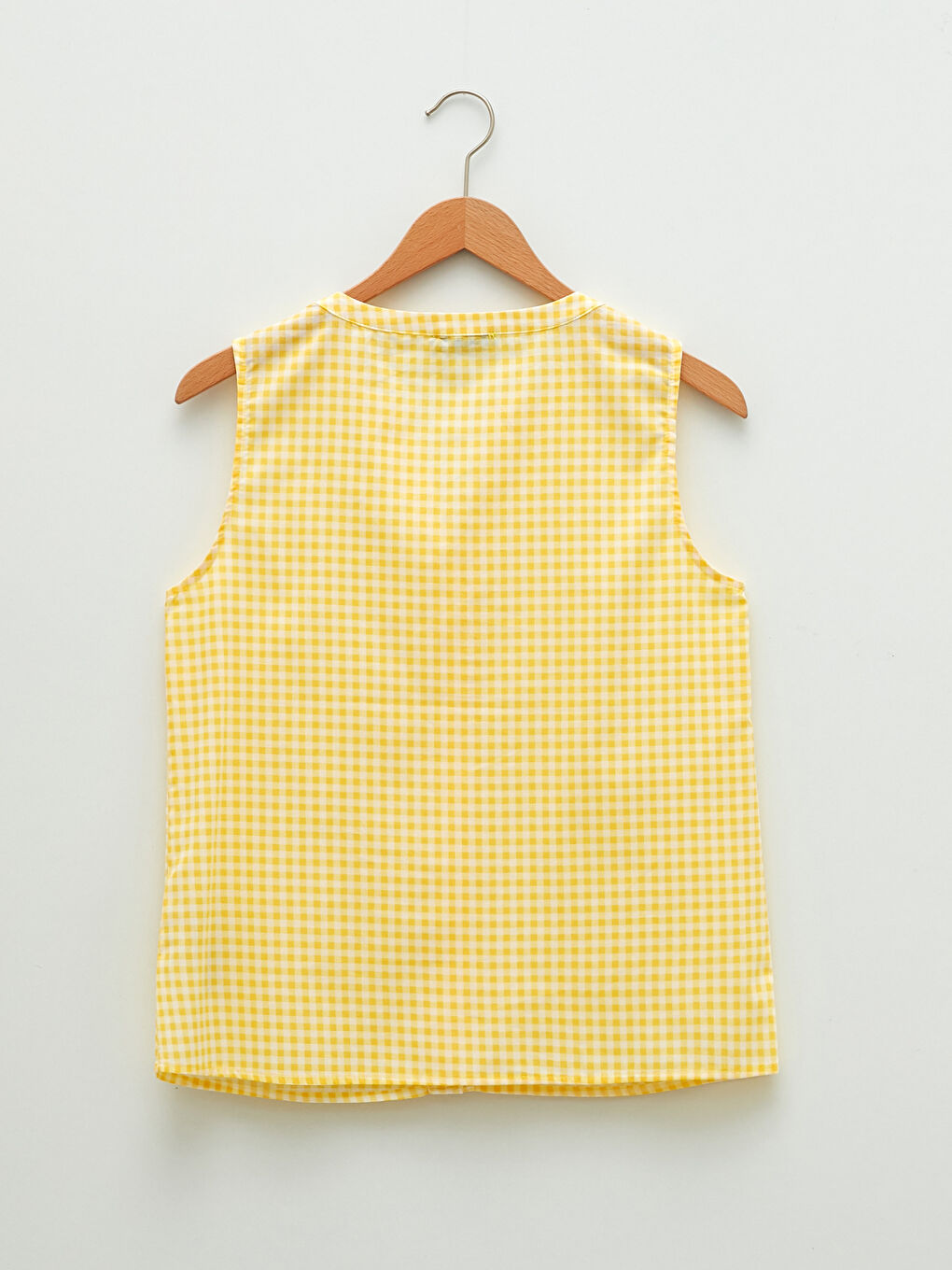 Women's Crew Neck Plaid Sleeveless Poplin Blouse-6