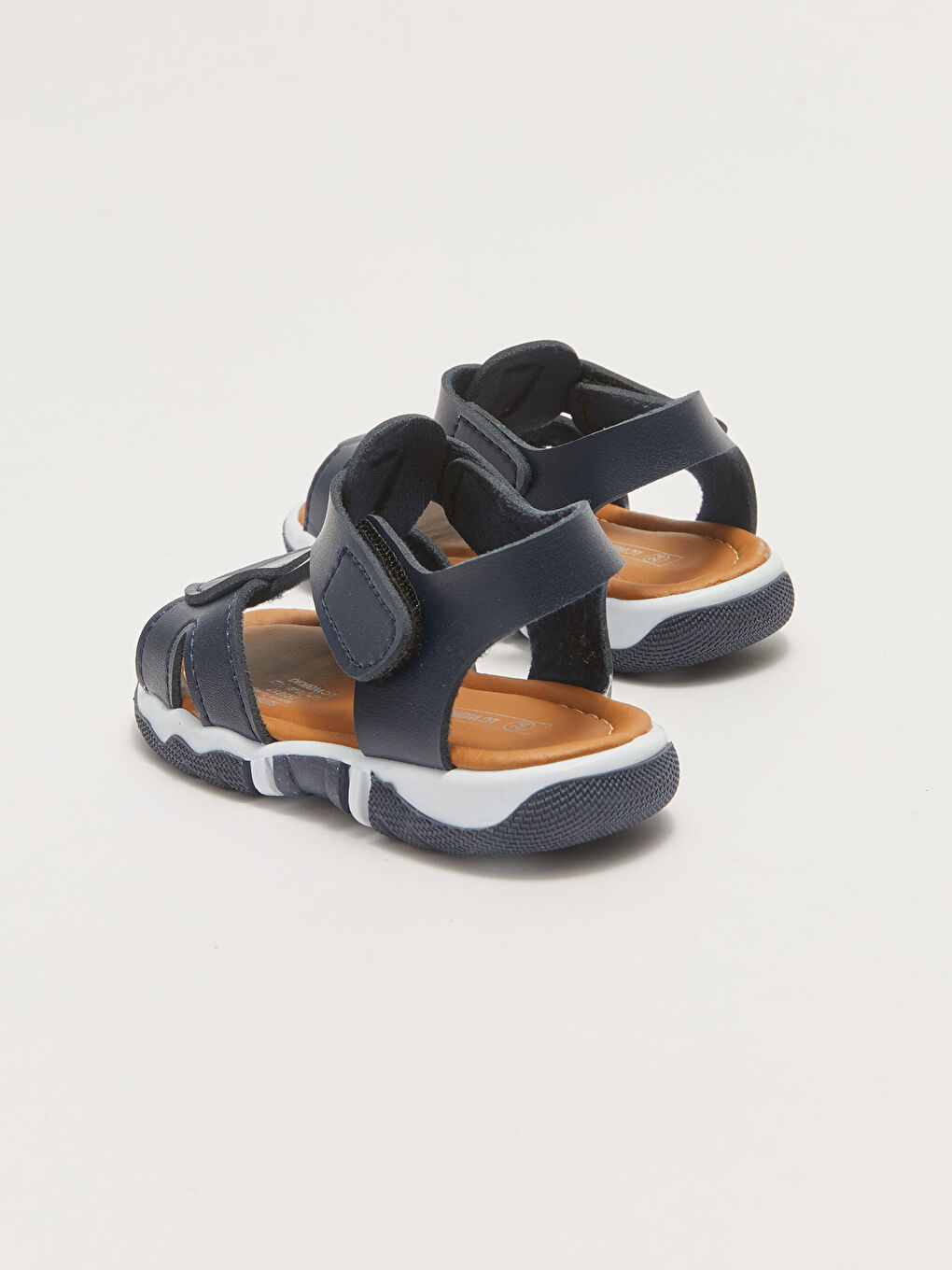 Lacivert Deri Görünümlü Cırt Cırtlı Erkek Bebek Sandalet.-6