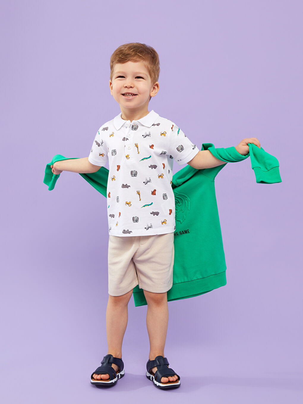 Lacivert Deri Görünümlü Cırt Cırtlı Erkek Bebek Sandalet.-1